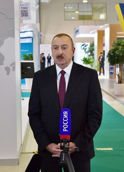 İlham Əliyev "Bakutel-2019" sərgisində "Rossiya-24" telekanalına müsahibə verib 