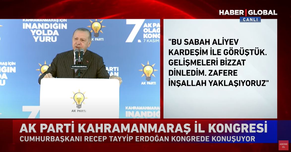 Ərdoğan: "İlham Əliyevlə danışdım, zəfərə yaxınlaşırıq" - VİDEO