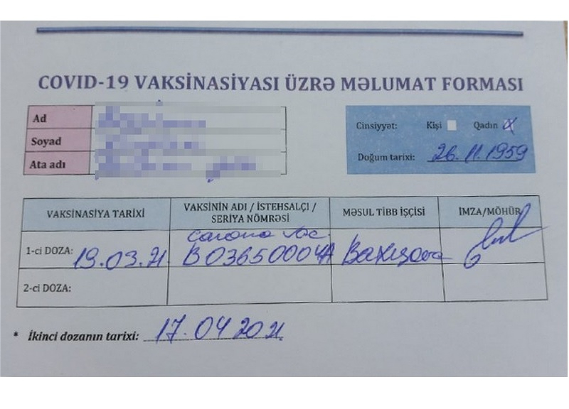 Saxta COVID-19 pasportu satan tibb bacısı barəsində cinayət işi başlanıdı