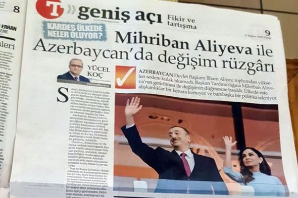 "Türkiye" qəzetində Mehriban Əliyeva haqqında məqalə dərc olunub - FOTO
