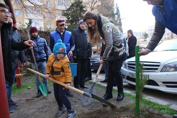 Könül Nurullayeva seçiciləri ilə birlikdə ağacəkmə aksiyası keçirib - FOTO