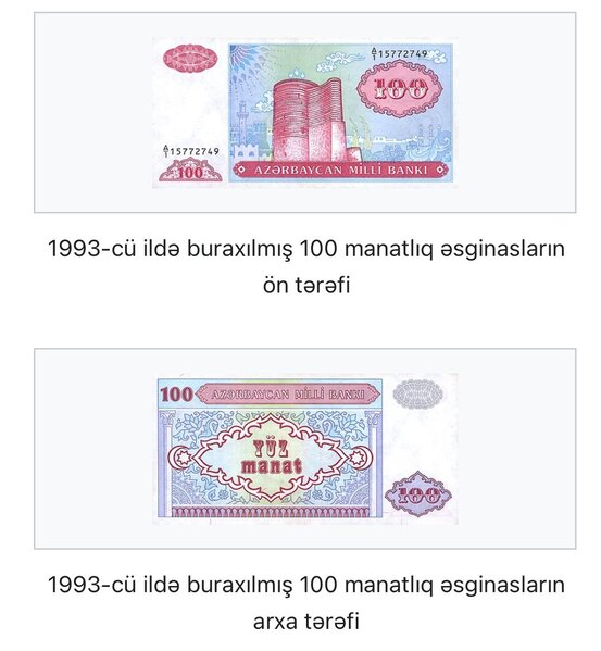100 manatlıq əsginaslar illər ərzində necə dəyişib?- FOTOLAR
