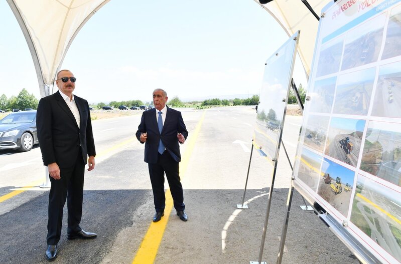 İlham Əliyev Əhmədbəyli-Füzuli-Şuşa avtomobil yolunun tikintisi ilə tanış olub - FOTOLAR