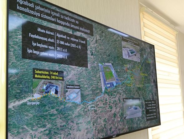 Ağcabədi şəhərinin içməli su təchizatı və kanalizasiya sistemləri istismara verilib - YENİLƏNİB+FOTO