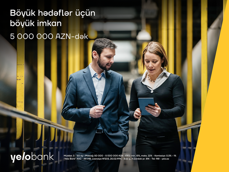 Yelo Bank-dan 12 ay güzəşt müddətli biznes krediti