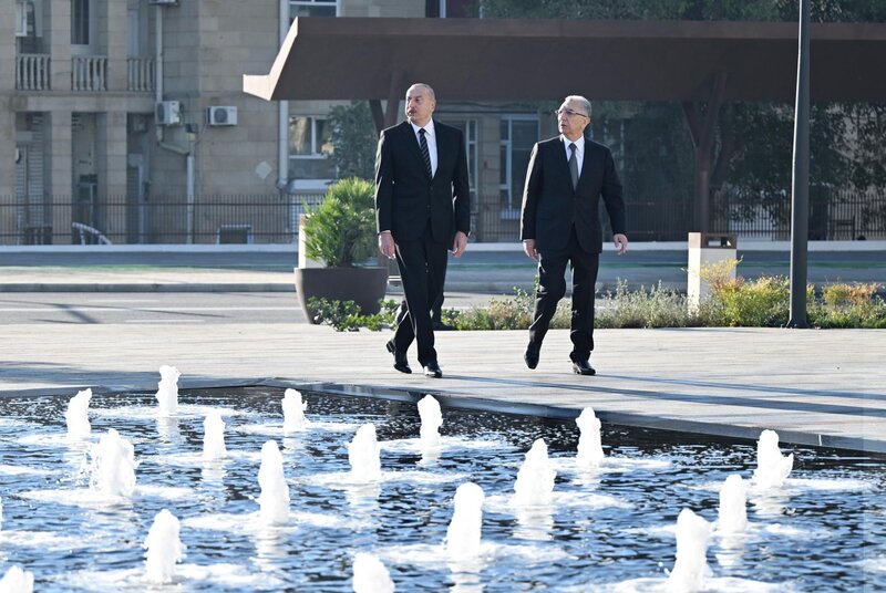 Prezident 28 Mayda aparılan abadlıq işləri ilə tanış oldu - FOTOLAR