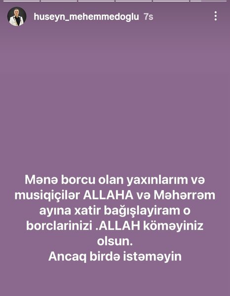 Hüseyn onlara səsləndi: 'Bir də borc istəməyin