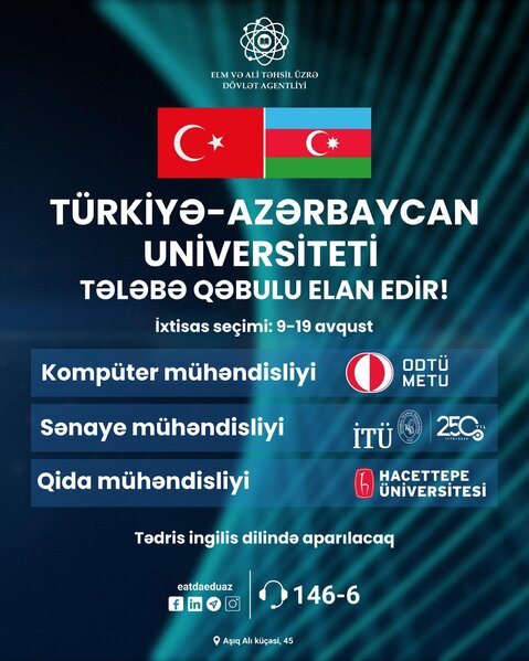 Türkiyə-Azərbaycan Universiteti tələbə qəbulu elan edir