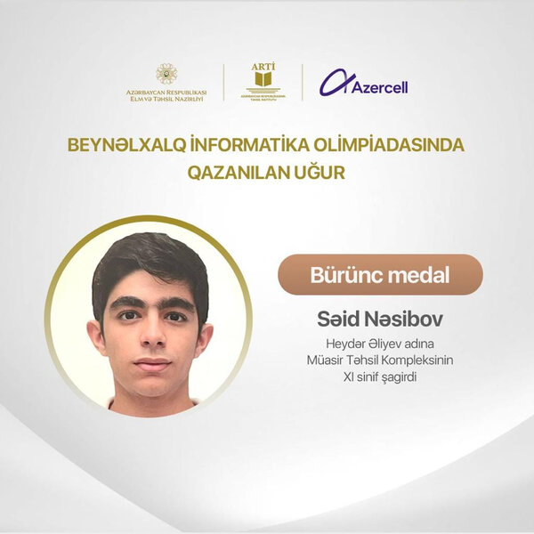 Beynəlxalq İnformatika Olimpiadasında növbəti uğurumuz - FOTO