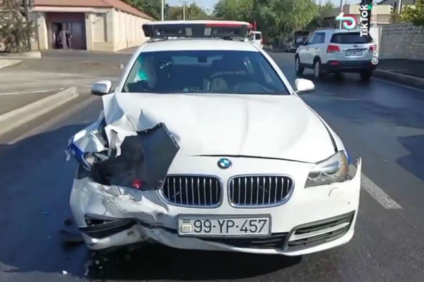 Bakıda YPX avtomobili qəza törətdi - VİDEO