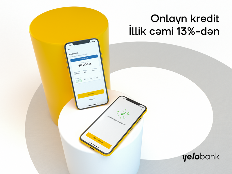 Yelo Bank-dan 50 000 AZN-dək onlayn kredit