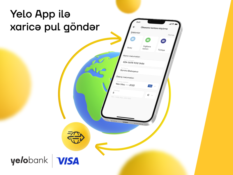 Yelo App ilə xarici bank kartlarına pul köçürün