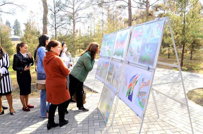8 noyabr-Zəfər Günü ilə bağlı Naftalanda silsilə tədbirlər davam etdirilir - FOTOLAR