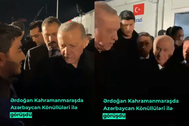Ərdoğan Kahramanmaraşda Azərbaycan könüllüləri ilə görüşdü