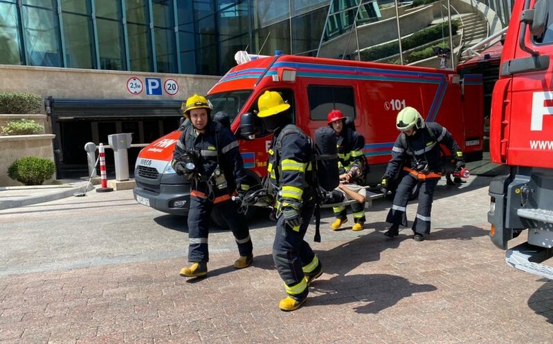 FHN-in Dövlət Yanğından Mühafizə Xidməti Sumqayıtda yanğın-taktiki təlim keçirib