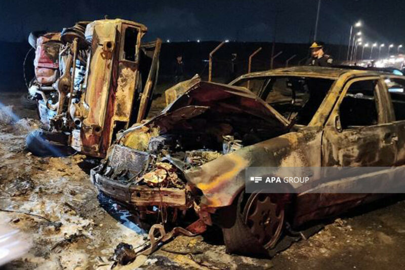 Bakıda dəhşətli qəza: Üç nəfər yanaraq öldü - FOTO