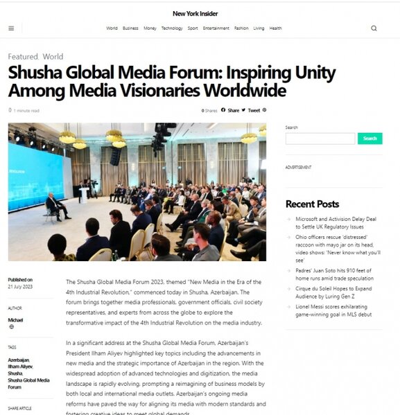 Dünya mediasından İlham Əliyevin Forumdakı çıxışına xüsusi maraq - FOTOLAR