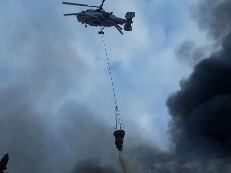 Oğuzda meşə yanğınının söndürülməsinə helikopter cəlb olundu