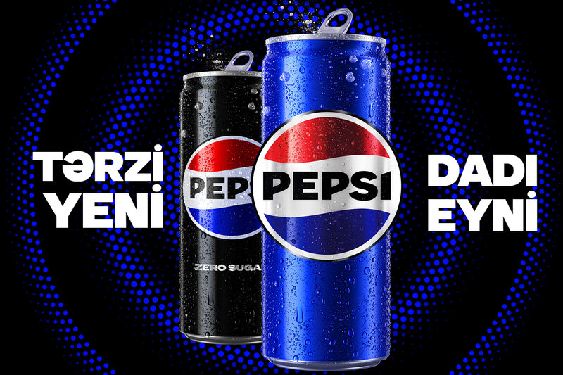 Pepsi dünyada 120 ölkədə vizual görkəmini dəyişərək 14 ildən sonra yeni görünüşünü təqdim edir - FOTO