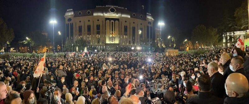 Tbilisidə etiraz aksiyası başladı - FOTO