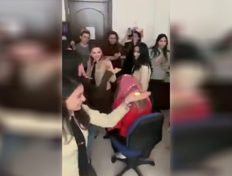 FHN binasından yeni görüntü: Xanım işçilər xına yaxdılar - VİDEO