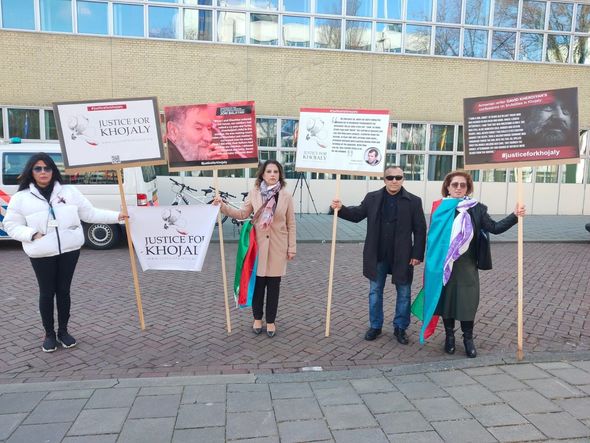 Niderlandda "Xocalıya ədalət!" tələbi ilə etiraz aksiyası keçirilib - FOTO
