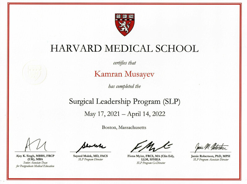 Kamran Musayevə Harvard Tibb Məktəbinin diplomu təqdim olundu - FOTOLAR