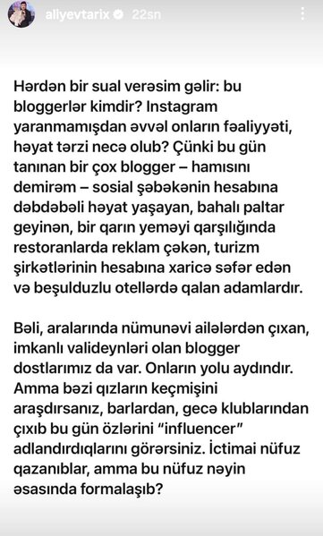 Bir qarın yemək qarşılığında restoranlarda reklam çəkən blogerlər...' - Tolik