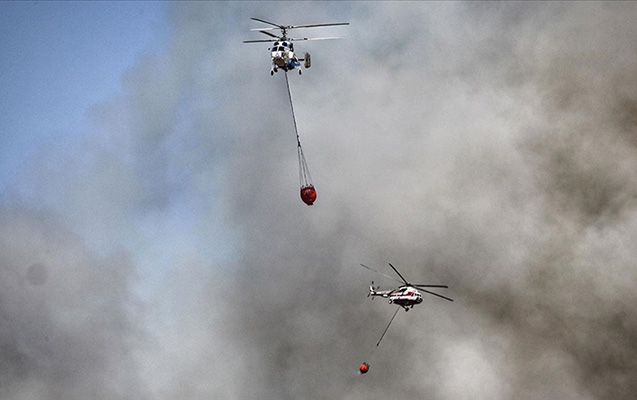 Oğuzda dağlıq ərazidə başlayan yanğının söndürülməsinə helikopter cəlb edildi
