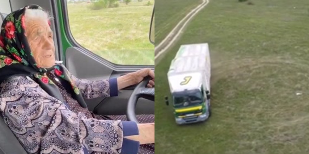 90 yaşlı bloger nənənin yük maşınında "drift"i - VİDEO