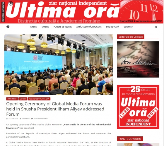 Rumıniya mətbuatı Şuşada keçirilən Qlobal Media Forumundan yazıb - FOTOLAR