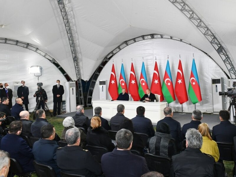 Azərbaycan və Türkiyə prezidentləri Zəngilanda mətbuata birgə bəyanatla çıxış ediblər