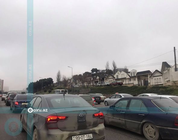Bakı-Sumqayıt yolunda uzun tıxac - FOTO
