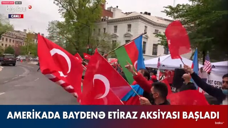 ABŞ-da azərbaycanlılar və türklər Baydenə etiraz aksiyası keçiriblər - VİDEO