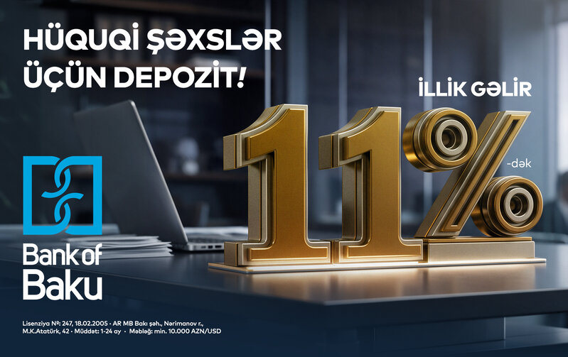 Bank of Baku-da hüquqi şəxslərə özəl depozit – 11%-dək gəlir