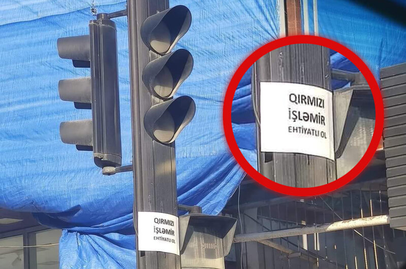 Bakıda müzakirələrə səbəb olan işıqforla bağlı problem həllini tapdı - YENİLƏNİB + FOTO