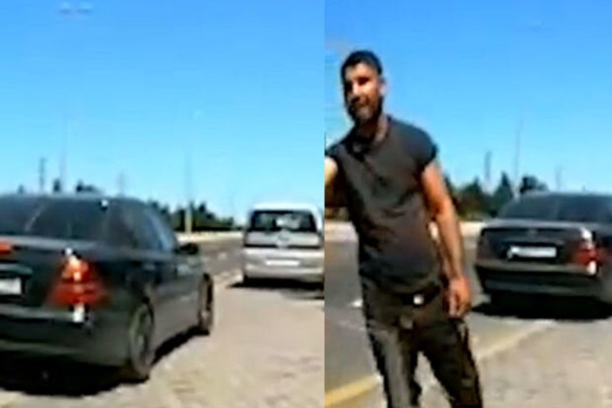 Bakıda yol kəsən daha bir sürücü "lom"la hücum etdi - VİDEO