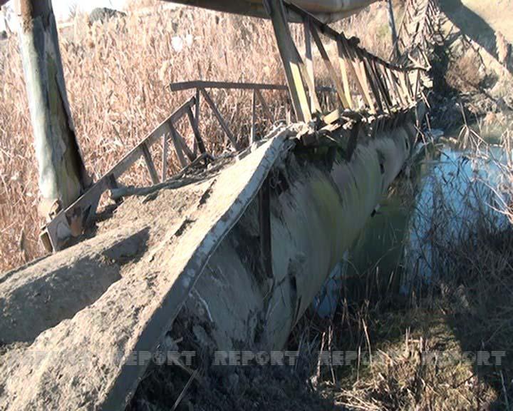 Kürdəmirdə körpü uçdu - FOTO