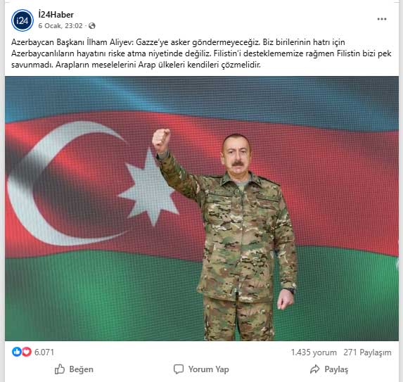 İlham Əliyevin Qəzza ilə bağlı mövqeyi Türkiyə gündəmində - Fotolar