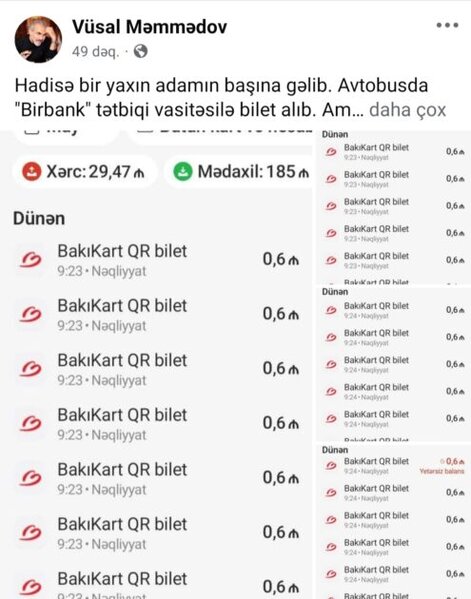 Avtobusda sərnişinin kartından bir bilet üçün 29 dəfə pul tutulub - FOTOFAKT