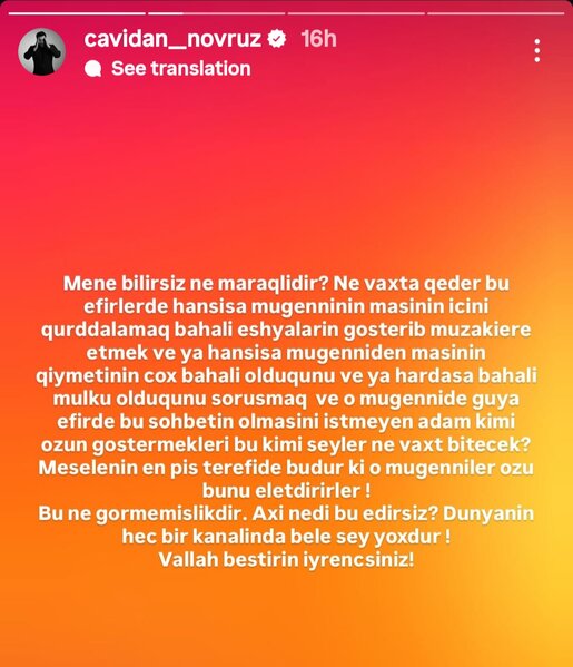 Cavidan Novruz efirləri tənqid etdi: Vallah iyrəncsiniz