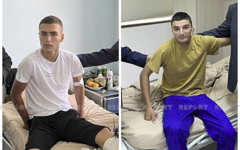 Yaralı əsgərlər hospitalda ziyarət ediliblər - FOTOLAR