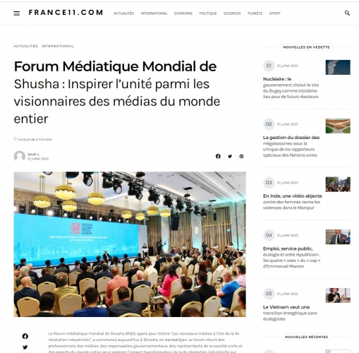 İlham Əliyevin Şuşa Qlobal Media Forumundakı çıxışı dünya mediasının diqqət mərkəzindədir