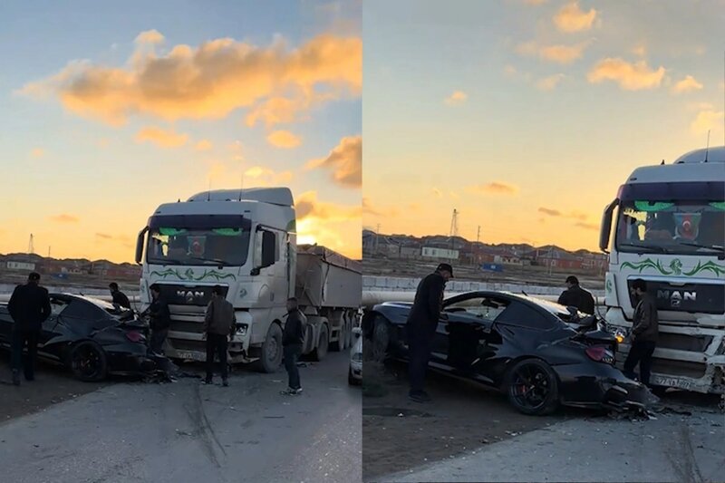 Bakıda BMW yük maşınına çırpıldı - xəsarət alanlar var