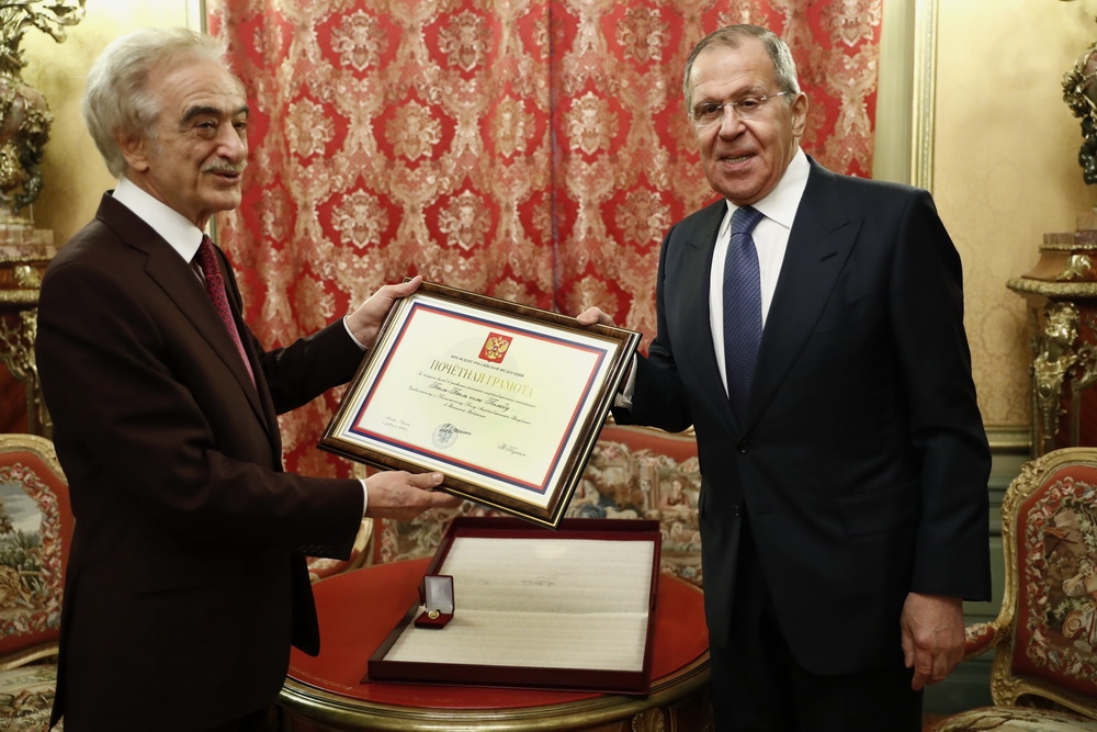 Sergey Lavrov Putinin Fəxri Fərmanını Polad Bülbüloğluna təqdim etdi - FOTO 