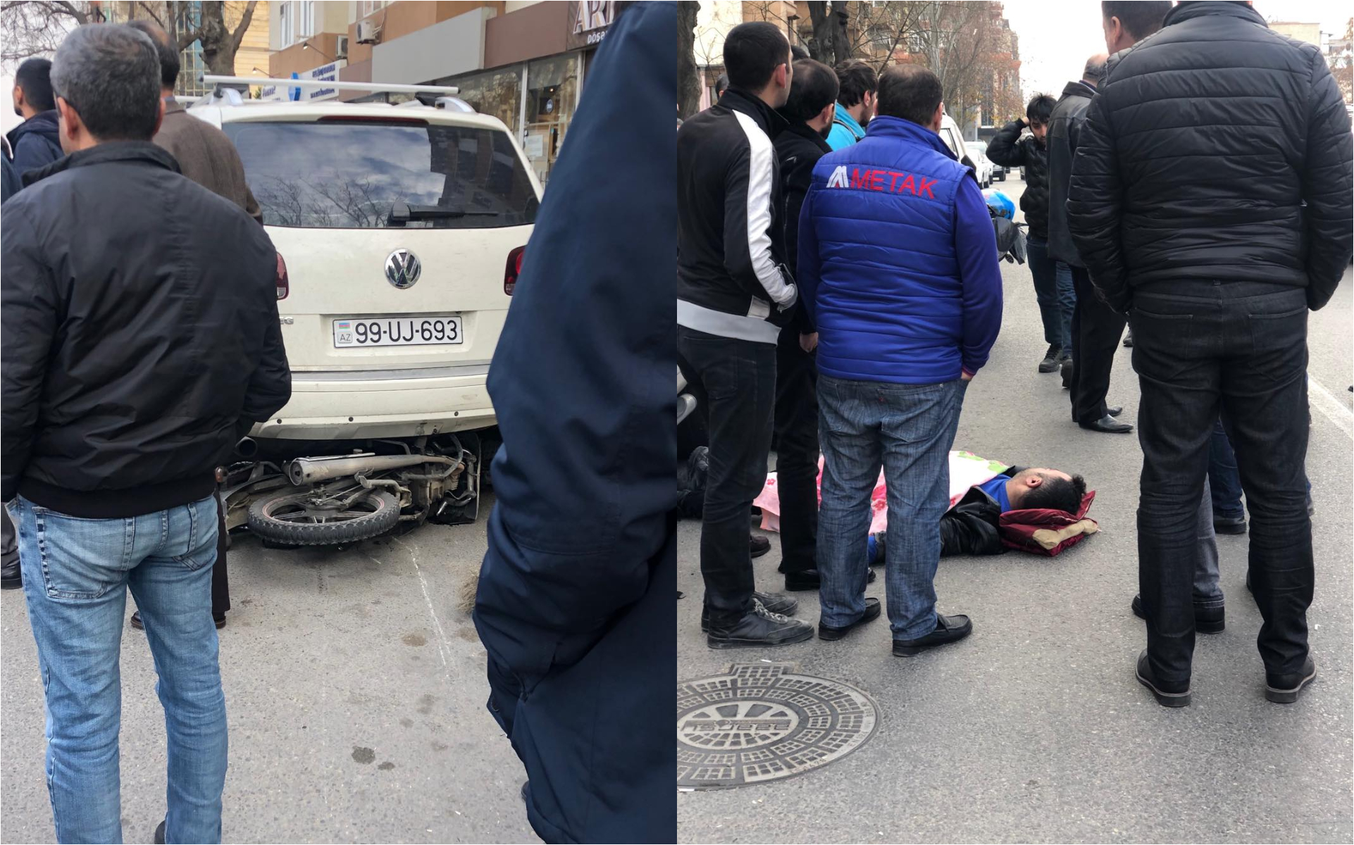 Bakıda ağır qəza: Motosiklet "Volkswagen"lə toqquşdu - FOTO