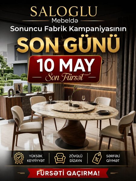 SALOGLU mebeldə sonuncu 'Fabrik kampaniyası'nın son tarixi açıqlandı