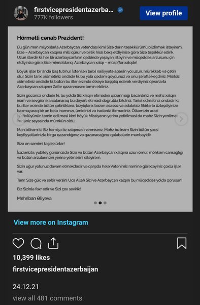 Mehriban Əliyeva Prezident İlham Əliyevi yubileyi münasibətilə təbrik etdi - FOTO
