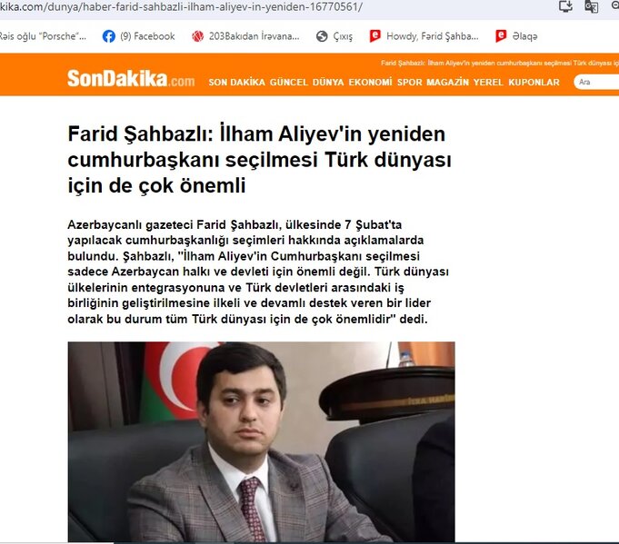 Fərid Şahbazlı Türkiyə mediasına seçkilərdən danışıb: 