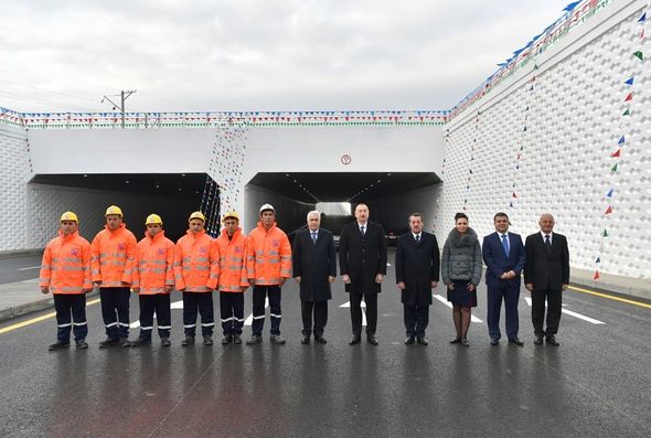 İlham Əliyev Pirşağıda avtomobil tunelinin açılışında - FOTO